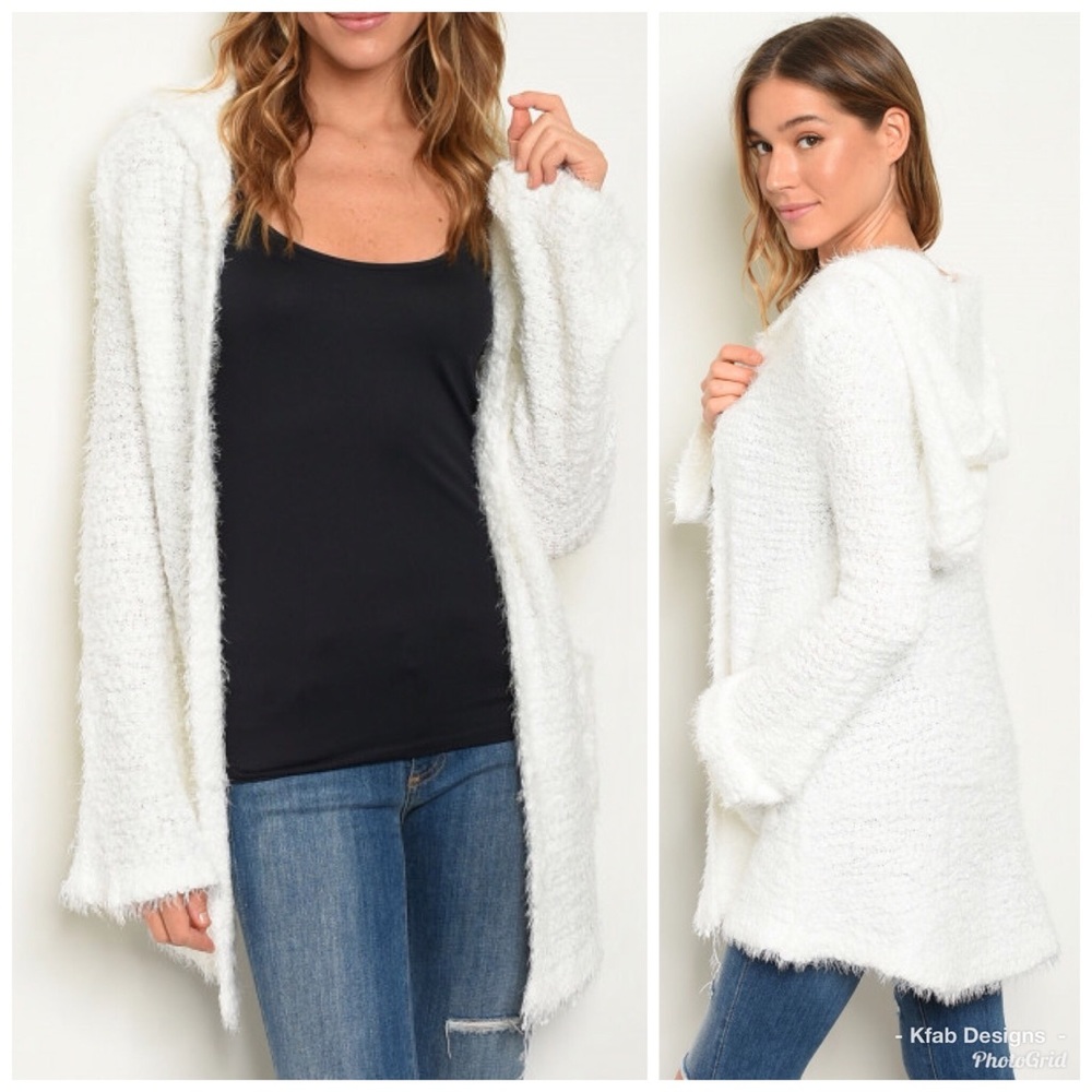 🛍 LAST 1! Fuzzy Popcorn Pocket Cardigan w/Hoodie! - Picture 5 of 6